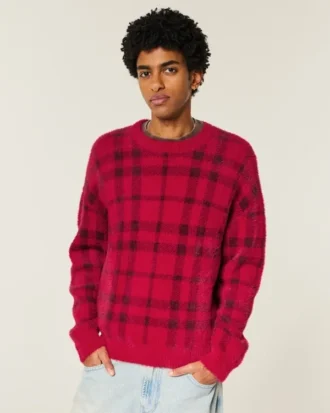 Jersey de cuello redondo holgado y peludo