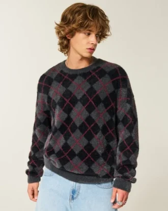 Jersey de cuello redondo holgado y peludo