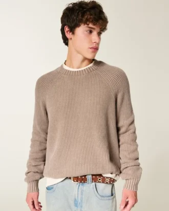 Jersey de cuello redondo lavado y corte cuadrado