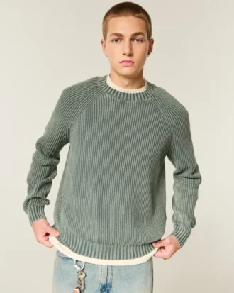 Jersey de cuello redondo lavado y corte cuadrado