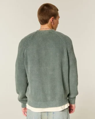 Jersey de cuello redondo lavado y corte cuadrado