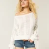 Jersey de punto trenzado con mangas con lazo