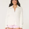 Jersey oversize de punto trenzado con media cremallera