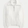 Jersey oversize de punto trenzado con media cremallera