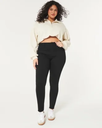 Leggings vaqueros negros de talle alto y corte curvilíneo