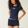 Mini shorts de felpa con estampado de lazo