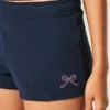 Mini shorts de felpa con estampado de lazo