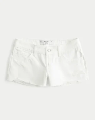 Mini shorts vaqueros blancos desgastados de talle bajo