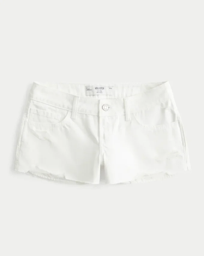 Mini shorts vaqueros blancos desgastados de talle bajo