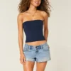 Mini shorts vaqueros bordados de talle ultra bajo