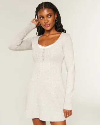 Mini vestido tipo suéter Babydoll