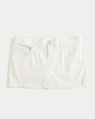Minifalda pantalón de sarga brillante con corte bajo