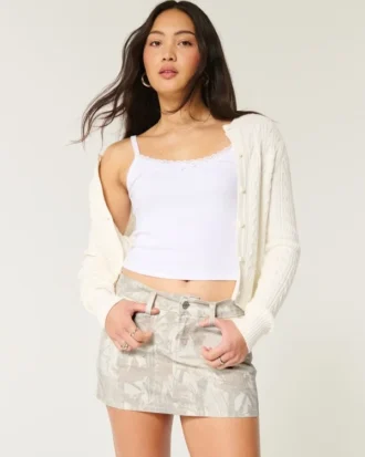 Minifalda pantalón de sarga de camuflaje de talle bajo