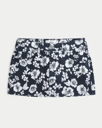 Minifalda pantalón de sarga de talle bajo