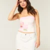 Minifalda pantalón vaquera blanca de talle bajo