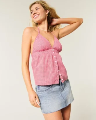 Minifalda pantalón vaquera de talle bajo con bordado de estrellas