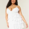 Minivestido babydoll con cuello en V y volantes
