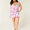 Minivestido babydoll con cuello en V y volantes