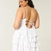 Minivestido babydoll con cuello en V y volantes