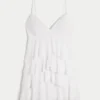 Minivestido babydoll con cuello en V y volantes