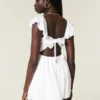 Minivestido con manga acampanada y cintura en V