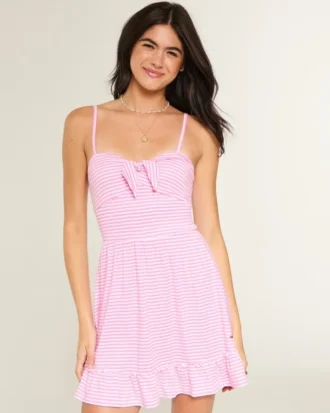 Minivestido de punto con lazo delantero