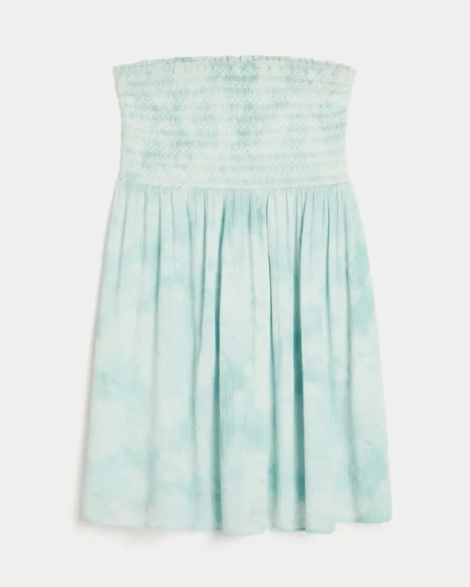 Minivestido sin tirantes con fruncidos