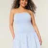 Minivestido sin tirantes de punto con cintura baja