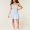 Minivestido sin tirantes de punto con cintura baja