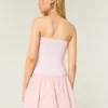 Minivestido sin tirantes de punto con cintura baja