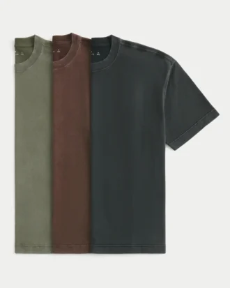 Pack de 3 camisetas de algodón lavado grueso y corte cuadrado