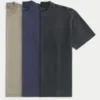 Pack de 3 camisetas de cuello redondo lavadas y de gran gramaje