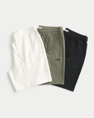 Pack de 3 pantalones cortos de felpa con logo por encima de la rodilla