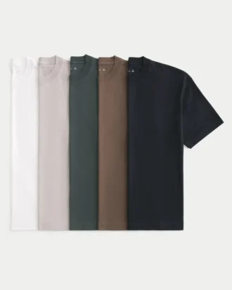 Pack de 5 camisetas de algodón grueso de corte recto