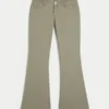 Pantalones acampanados con cintura bordada y talle ultra bajo