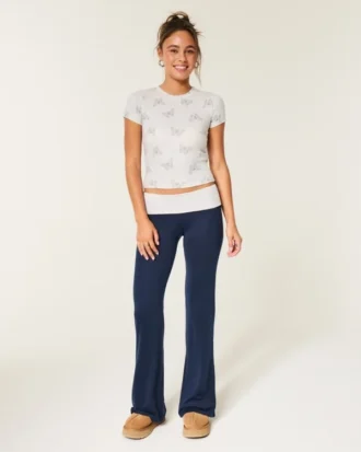 Pantalones acampanados con cintura cruzada de punto Always Cozy