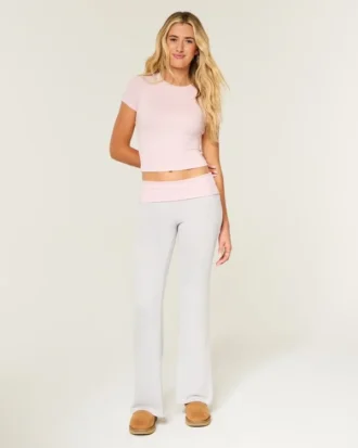 Pantalones acampanados con cintura cruzada de punto Always Cozy