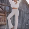 Pantalones acampanados con cintura doblada y tejido de punto de Gilly Hicks