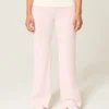Pantalones acampanados de punto con cintura plegada Pantalones acampanados de punto con cintura plegada