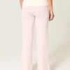 Pantalones acampanados de punto con cintura plegada Pantalones acampanados de punto con cintura plegada