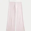 Pantalones acampanados de punto con cintura plegada Pantalones acampanados de punto con cintura plegada