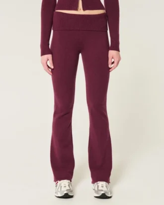 Pantalones ajustados con cintura doblada y tejido de punto de Gilly Hicks