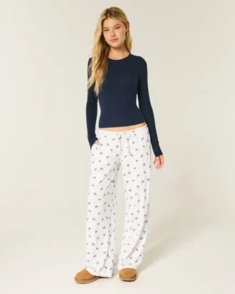 Pantalones anchos de canalé cómodos