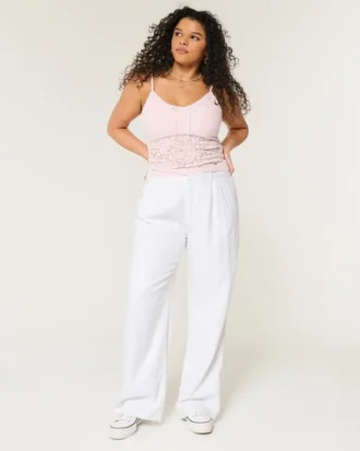 Pantalones anchos de mezcla de lino y talle ultraalto Livvy de Hollister