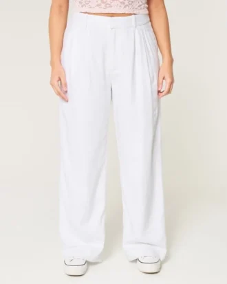 Pantalones anchos de mezcla de lino y talle ultraalto Livvy de Hollister