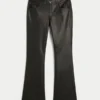 Pantalones bootcut de cintura baja en piel sintética