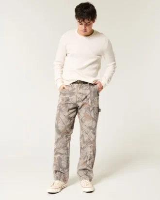 Pantalones carpinteros holgados de camuflaje
