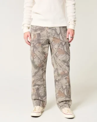 Pantalones carpinteros holgados de camuflaje