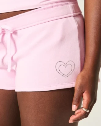 Pantalones cortos de felpa con estampado de corazón