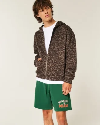 Pantalones cortos de felpa con estampado de los Hurricanes de la Universidad de Miami
